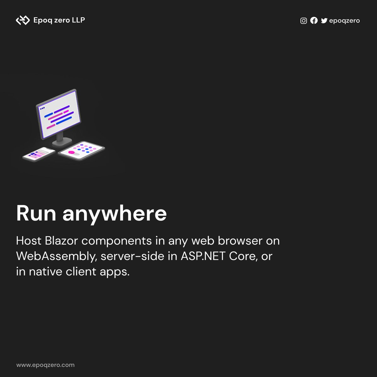 epoqzero's tweet photo. What's behind the hype for Blazor?
Blazor is a new client-side UI framework from the https://t.co/y7O4mm4pZW team. Its big selling point is the ability to write rich web UI experiences using HTML, CSS, and C# instead of JavaScript! https://t.co/l1OjuBxIIC