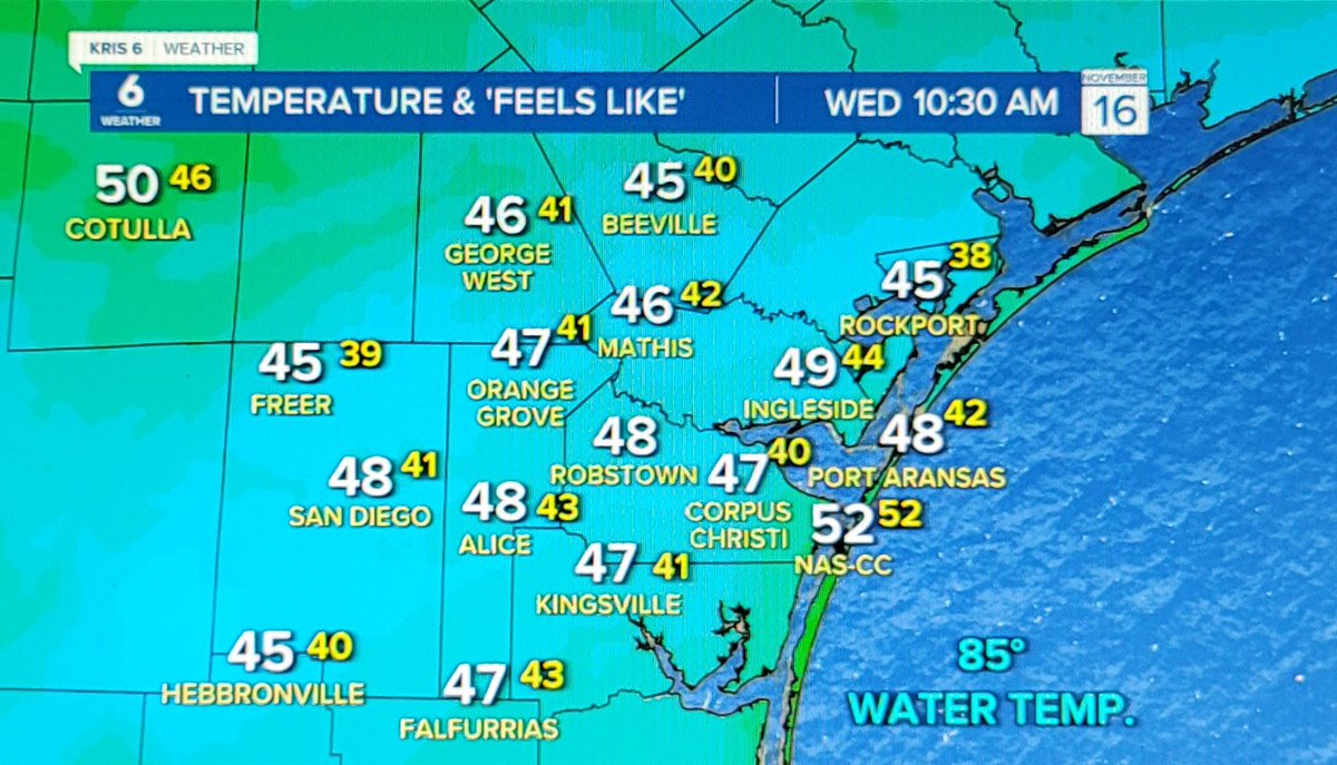 WxStef's tweet photo. #BreakingNews:
It's still cold in the Coastal Bend.
#cctx #ccwx #txwx #texas https://t.co/rStLGaxeSi