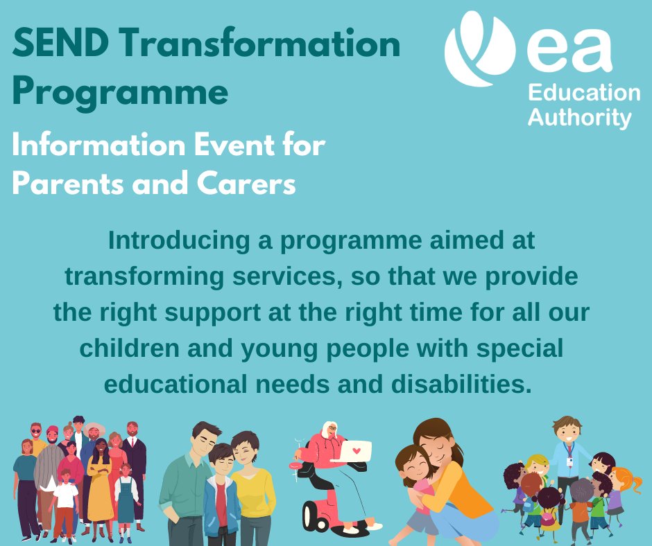 We are are holding SEND Transformation Programme Information webinars for parents and carers. 

Click the link to book your place for your chosen date and time:

Thursday 24th November: 8-9:30pm: bit.ly/3OdAYuQ

Thursday 1st December: 7-8:30pm: bit.ly/3hPQsJL