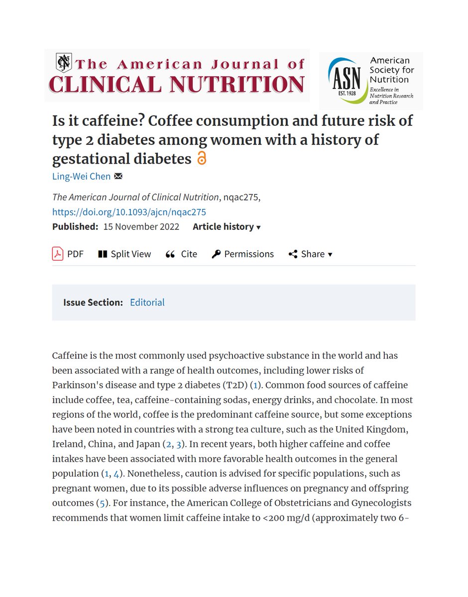 Really glad to have the opportunity to write an editorial for <a href="/AJCNutrition/">American Journal of Clinical Nutrition</a> on one of my favorite topics (coffee☕!) where I highlighted main findings from a recent article and discussed some future perspectives.
Read it now at: 
academic.oup.com/ajcn/advance-a…