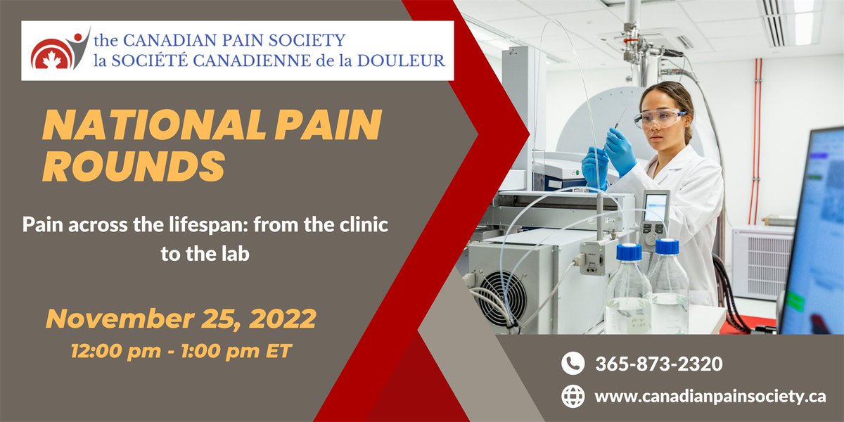 November's #CanadianPainRounds are next week! 

Come and see @DrThomasHadjist @JeffreyMogil @SuellenWalker9 @SimonBeggsLab and I talk about pain across the lifespan! 

@CanadianPain @ghasemloulab @DrJohnPereira @jendalycyr 

Register for FREE: canadianpainsociety.ca/page-1075461