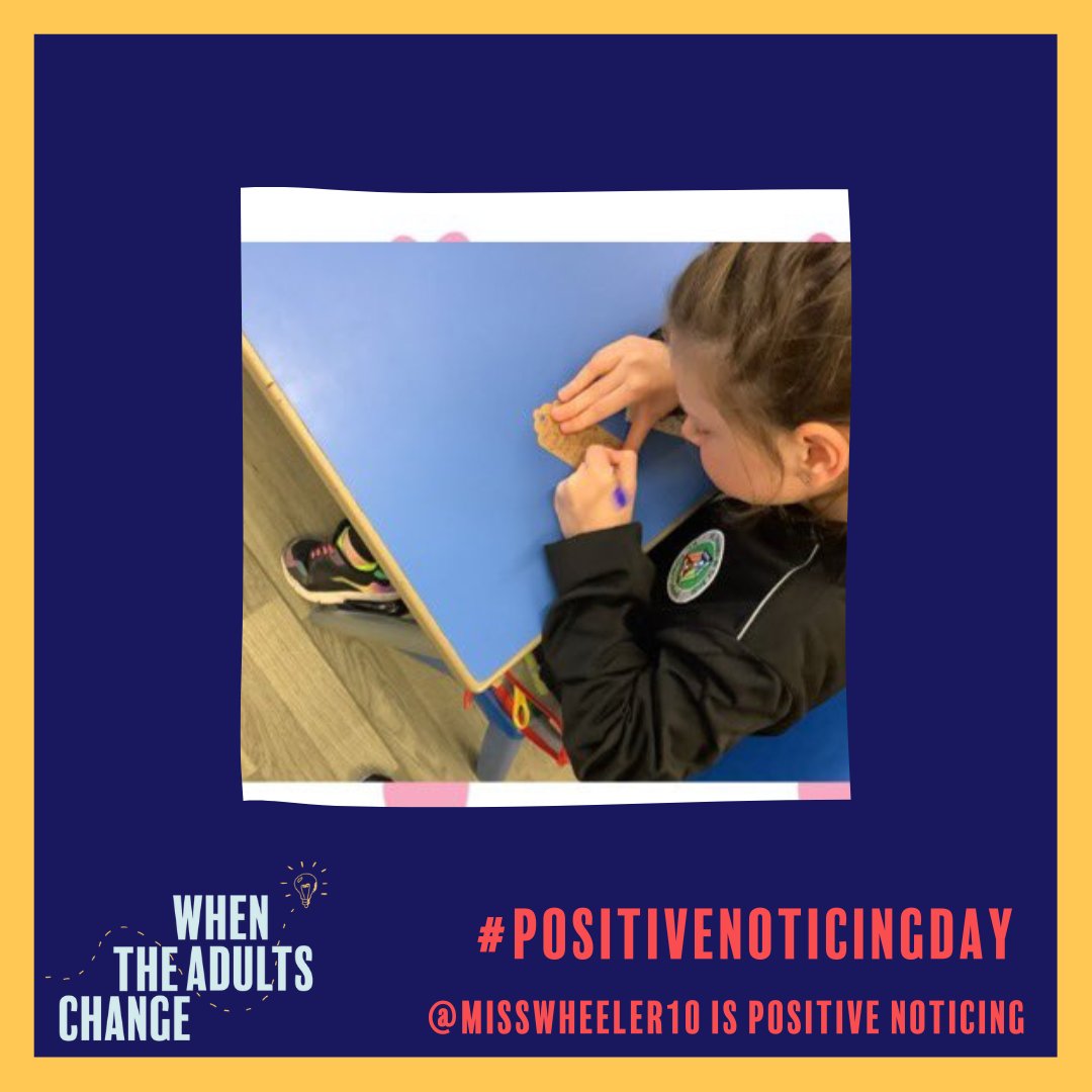 @MissWheeler10 has been positive noticing with staff and pupils today!

Thank you for joining us #sjsbclass7 @StJosephStBede

#PositiveNoticingDay
@TheAdultsChange