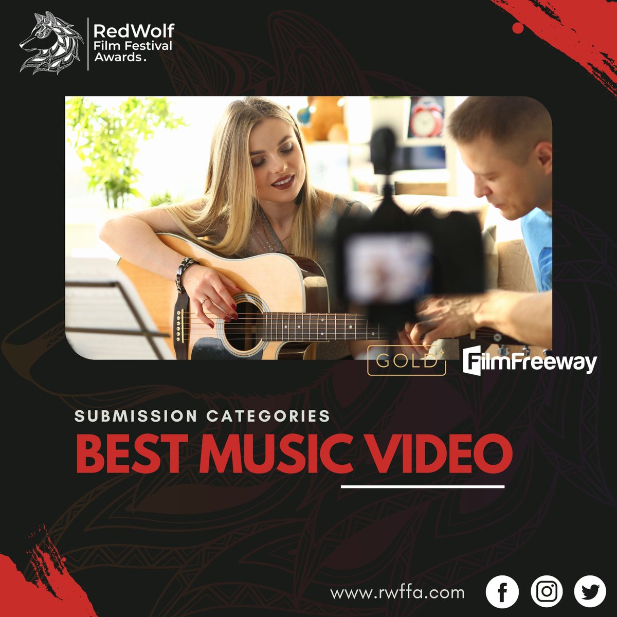 RedWolffestival's tweet photo. We're looking for Best Music Video project from filmmakers. Submit your story via FilmFreeway https://t.co/cHIVaL5Ifo

#filmmmaker #indiefilm #films #filmfestival #filmmaking #supportindiefilm #indiefilm #rwffa https://t.co/CWalPdwo3a