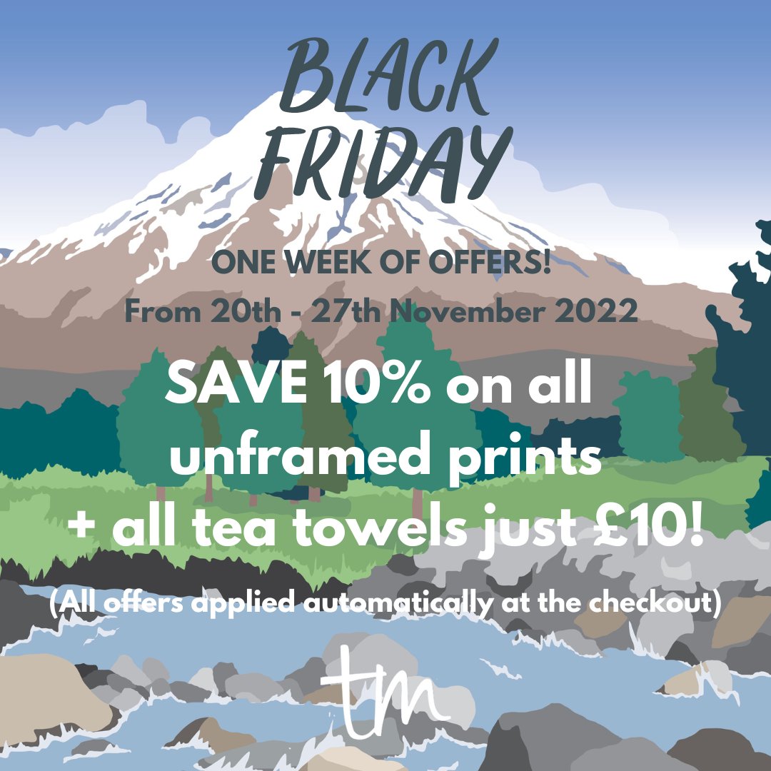 BLACK FRIDAY DISCOUNTS START TODAY!
From 20th - 27th Nov

All Tea Towels £10 + 10% off all unframed prints

(Offers added automatically at the checkout)

tabithamary.co.uk

#blackfriday #sale #travelprint #railwayprint #railwayposter #shopsmall #travelmemories #travelart