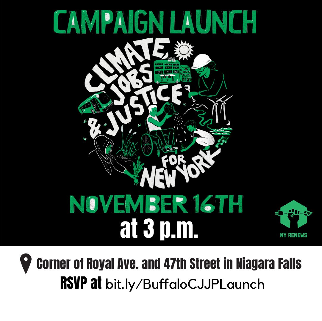 🌎✊🌻The Climate Jobs and Justice Package campaign launch is today!!! The CJJP  would protect our communities from the toxic pollution from facilities like Covanta Niagara and put our communities at the center of a renewable future!  Tell @GovKathyHochul to #PassTheCJJP!