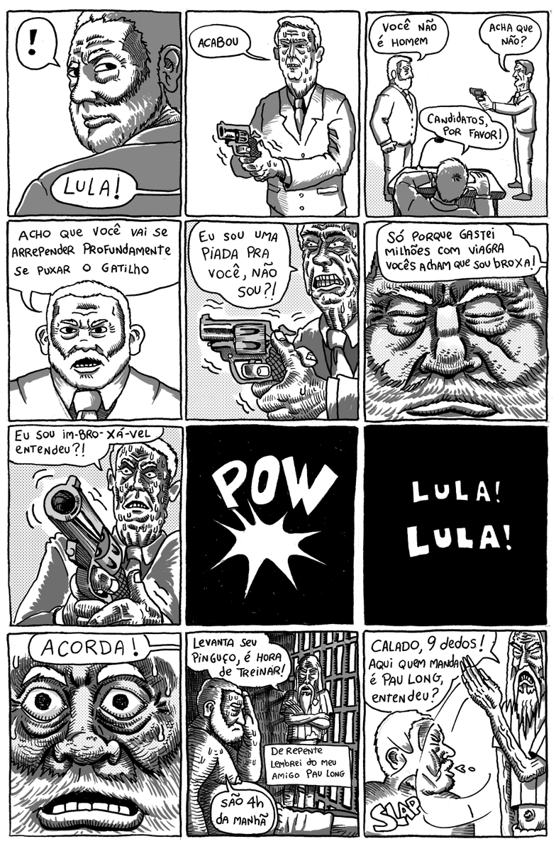 mofoart's tweet photo. No 2° turno é mais gostoso - parte 2. Diante de um cenário de vida ou morte, Lula lembra do seu tempo na prisão com seu mentor, Pau Long https://t.co/g7aue6Be2o