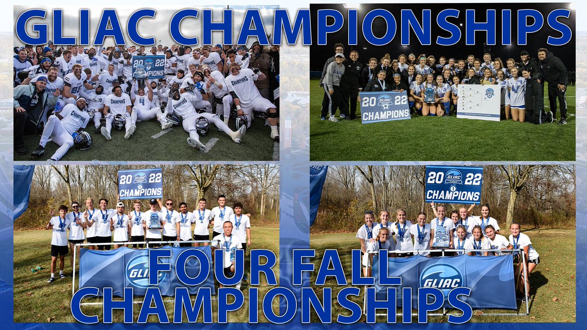 gvsulakers's tweet photo. Gonna have to build a bigger trophy case! 😳

Congratulations to @gvsufootball, @GVSUsoccer, and @GVSUXCTF on combining to win 4️⃣ GLIAC Championships this fall! 😤

#AnchorUp https://t.co/E7D8UDsFqj
