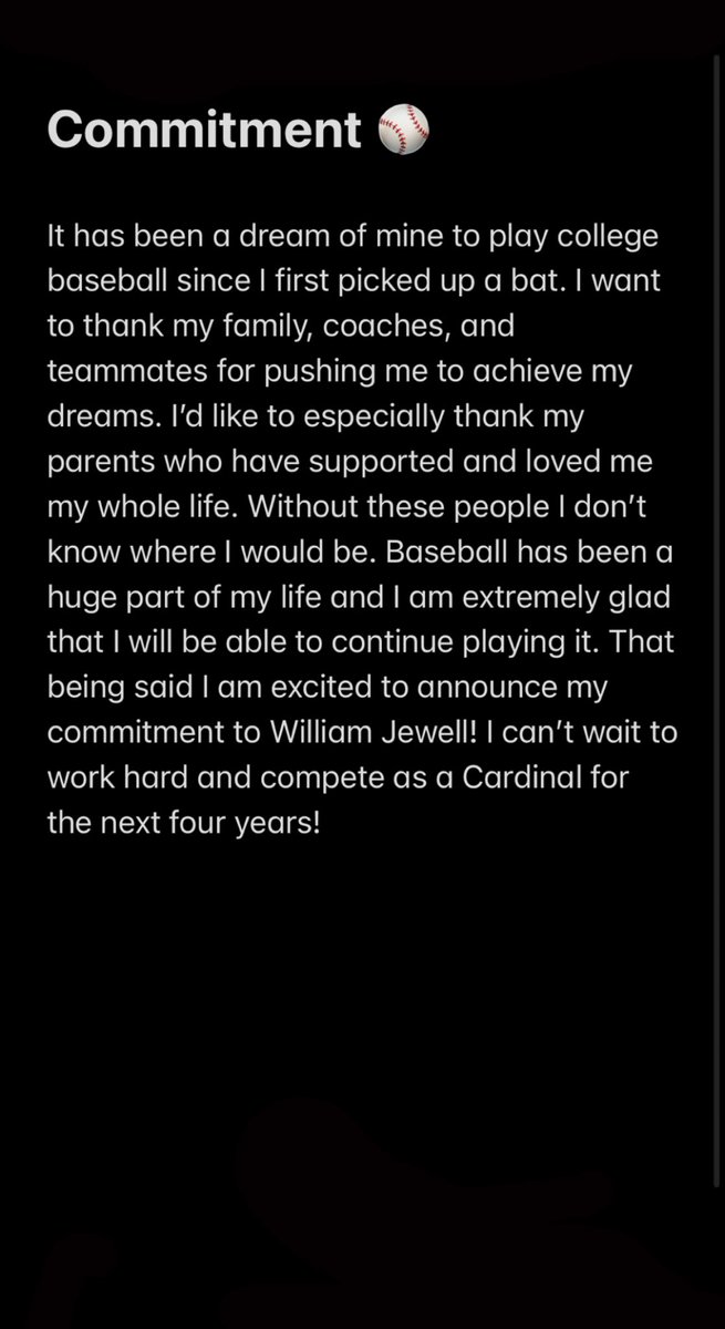 After a lot of thought and prayer I would like to announce my commitment to William Jewell College. Thank you to everyone who has gotten me here! #Committed <a href="/CoachC_STL/">Coach Canavan</a> <a href="/wolfie29tigers/">Raffy Lopez</a> <a href="/Rawlings_Tigers/">Rawlings Tigers</a> <a href="/AdidasAsBSB/">Adidas A’s</a> <a href="/FitzPerformance/">Fitz Performance</a> <a href="/DeSmet_Baseball/">De Smet Baseball</a>