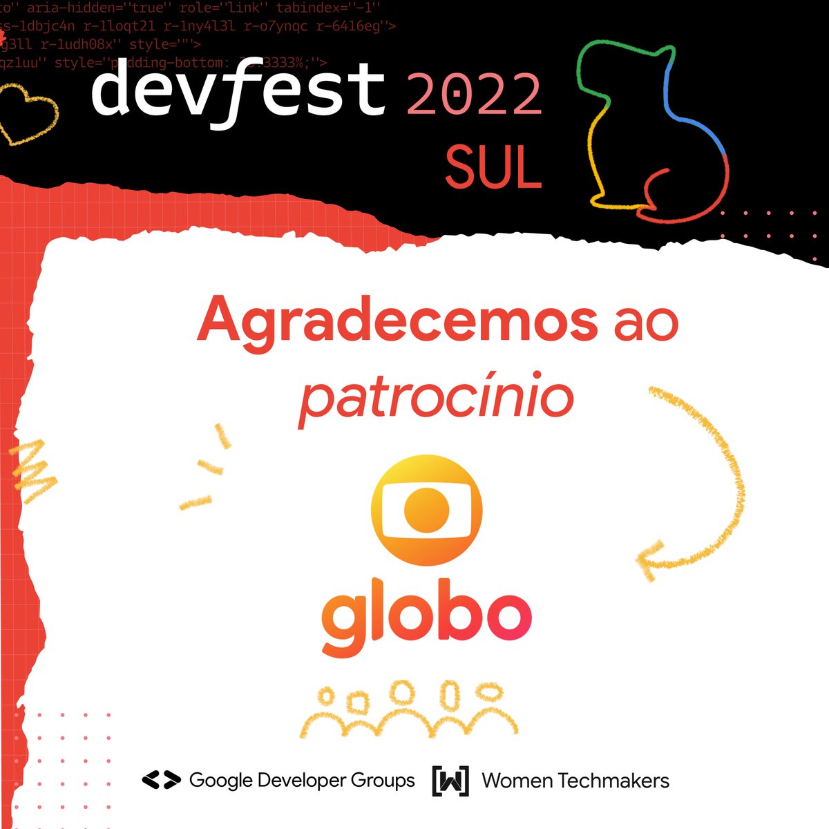 devfestsul's tweet photo. O #DevFestSul2022 só é possível graças às organizações que acreditam na gente! Agradecemos à @globo pela parceria ❤️
📆 O DevFest Sul é um evento irá acontecer dia 10/12 em Florianópolis, no antigo Maria do Mar Hotel). Adquira seu ingresso em https://t.co/2dN2N2hLW7 https://t.co/vJ56uLDj84