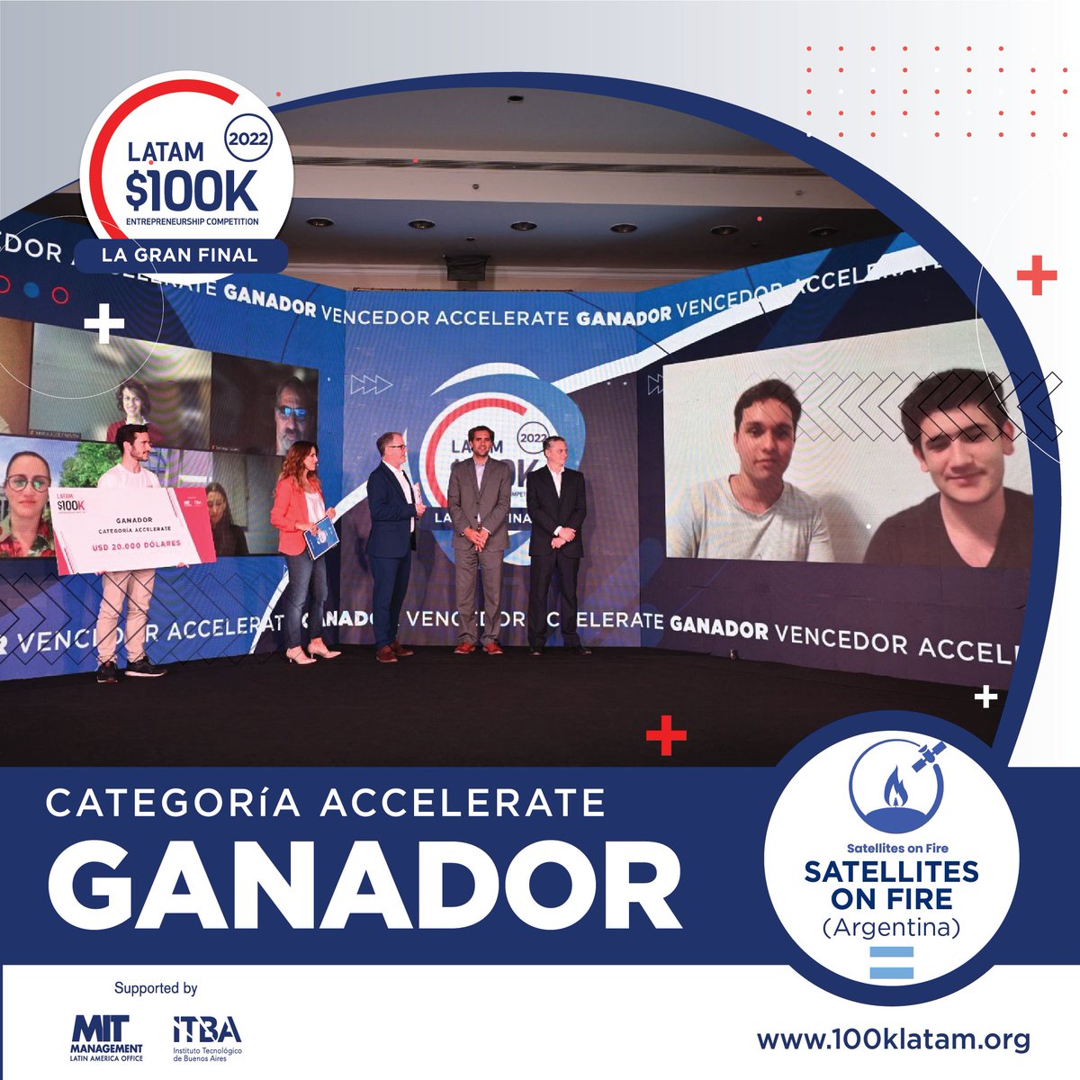 En la Categoría Accelerate, el proyecto seleccionado en la final fue Satellites on Fire (Argentina), que se llevó u$s 20.000 de premio <a href="/SatsOnFire/">Satellites on Fire</a>