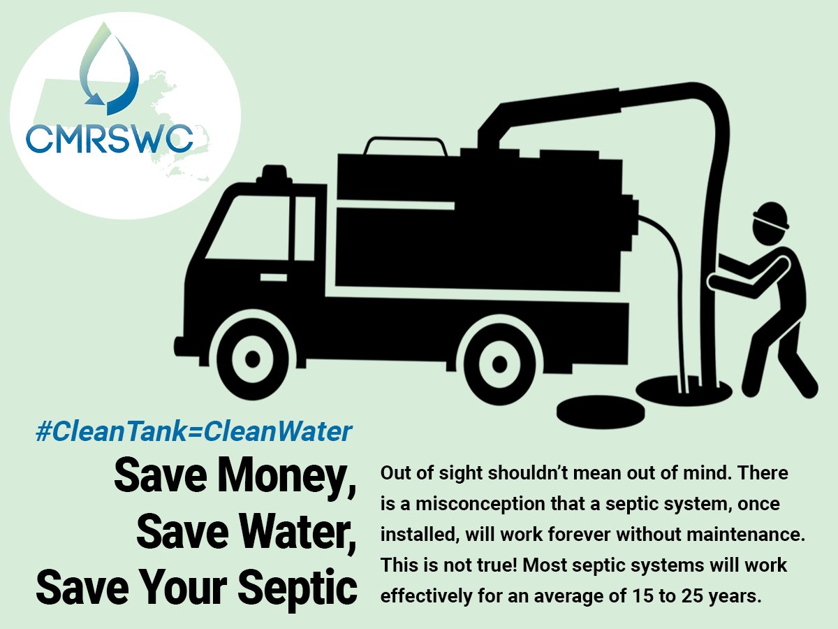 MAStormH2O's tweet photo. Protect your septic tank and nearby waterways from leaks by getting your tank inspected every 1-3 years, and pumped every 3-5 years. #BeSepticSmart https://t.co/wxEKxYBE6g