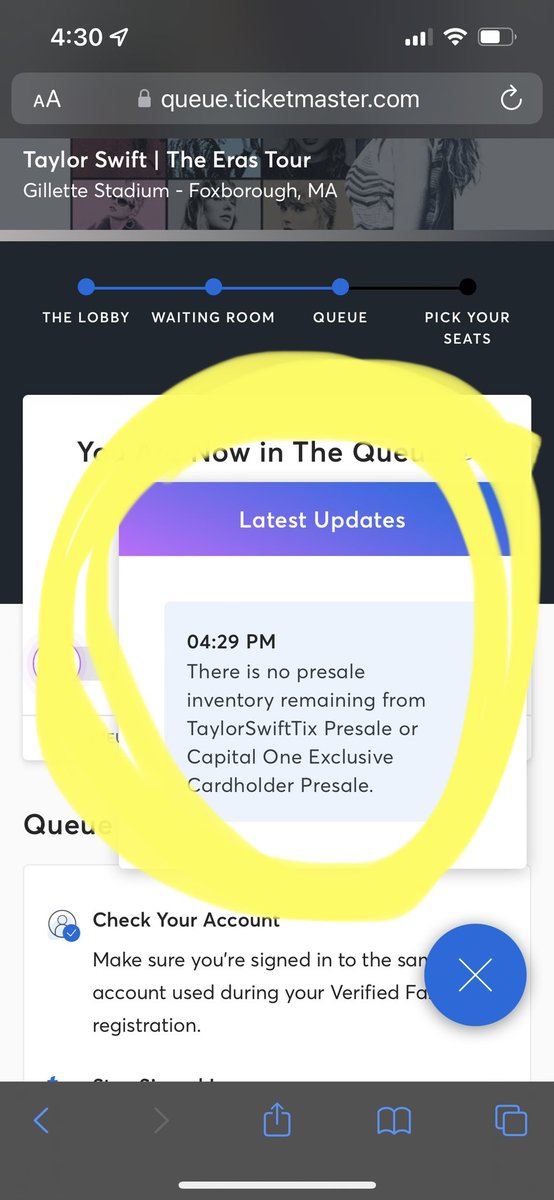 pamolaspeaks's tweet photo. This is a joke, right? All I wanted to do was surprise my teen with tickets to see her idol. #TaylorSwiftErasTour #TaylorSwiftTix #ticketmasterfail #taylorswiftpresale https://t.co/4bD9r561jr