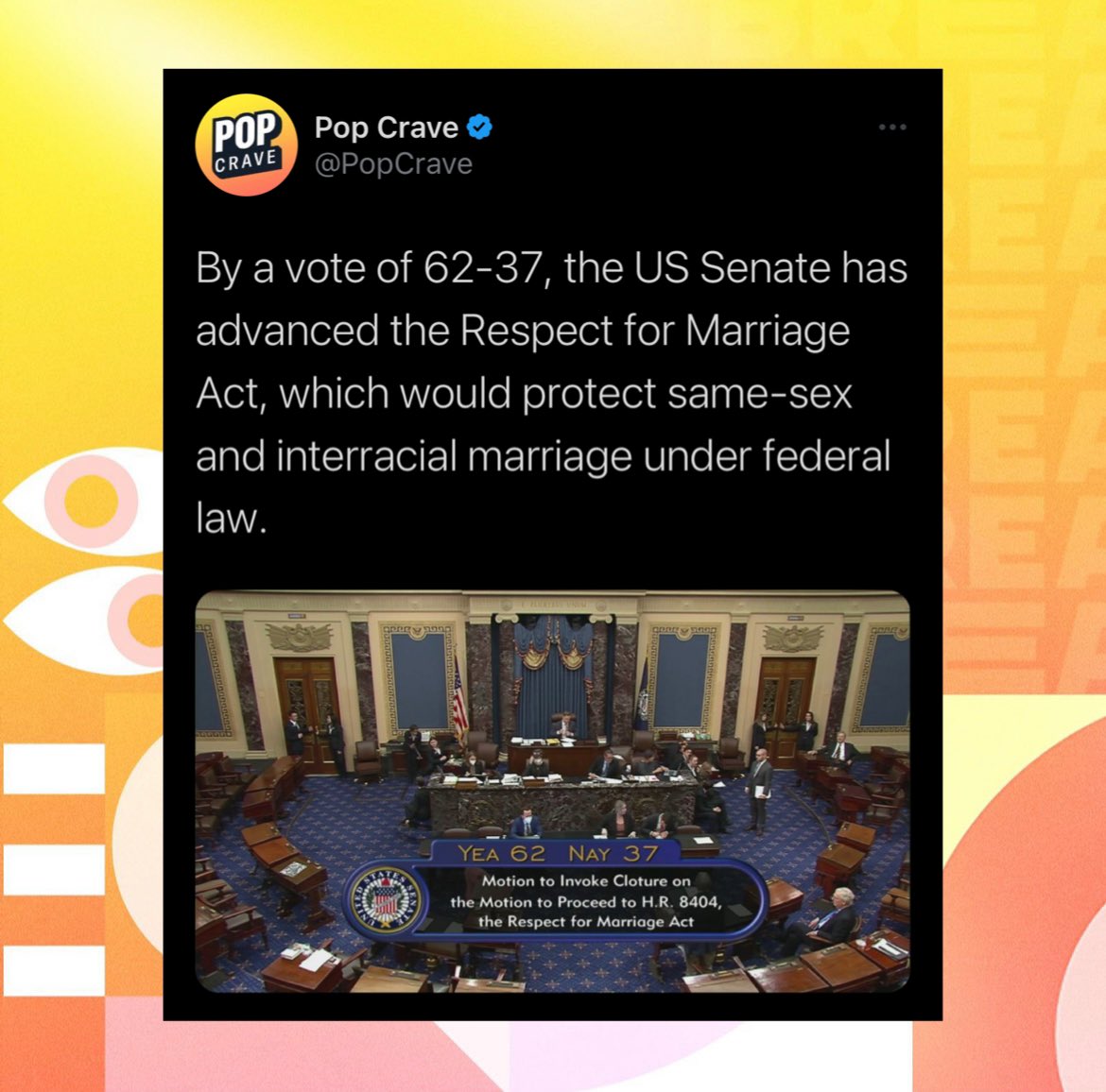 Senate Minority Leader Mitch McConnell has voted NO to advancing the Respect for Marriage Act, which would protect his own interracial marriage to Elaine Chao under federal law.
