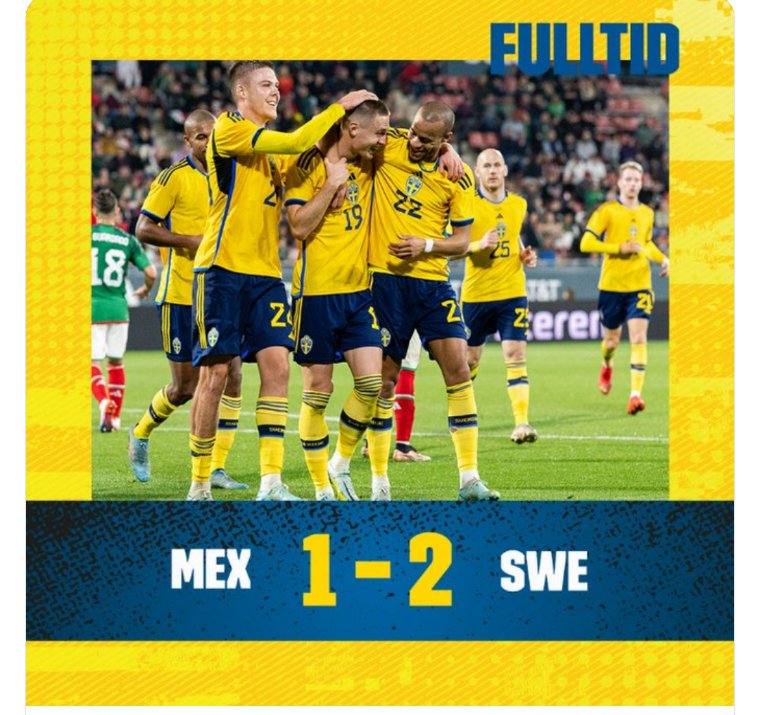 BasquetFut's tweet photo. #RumboAQatar2022: @miseleccionmx 🇲🇽 cae 2-1 ante @svenskfotboll 🇸🇪 en el último partido amistoso previo al mundial.

@Alexis_Vega9 fue el anotador del tanto mexicano.

#SeamosHéroes #TUMundial #MéxicoDeMiVida https://t.co/gJYfQ2OIq7