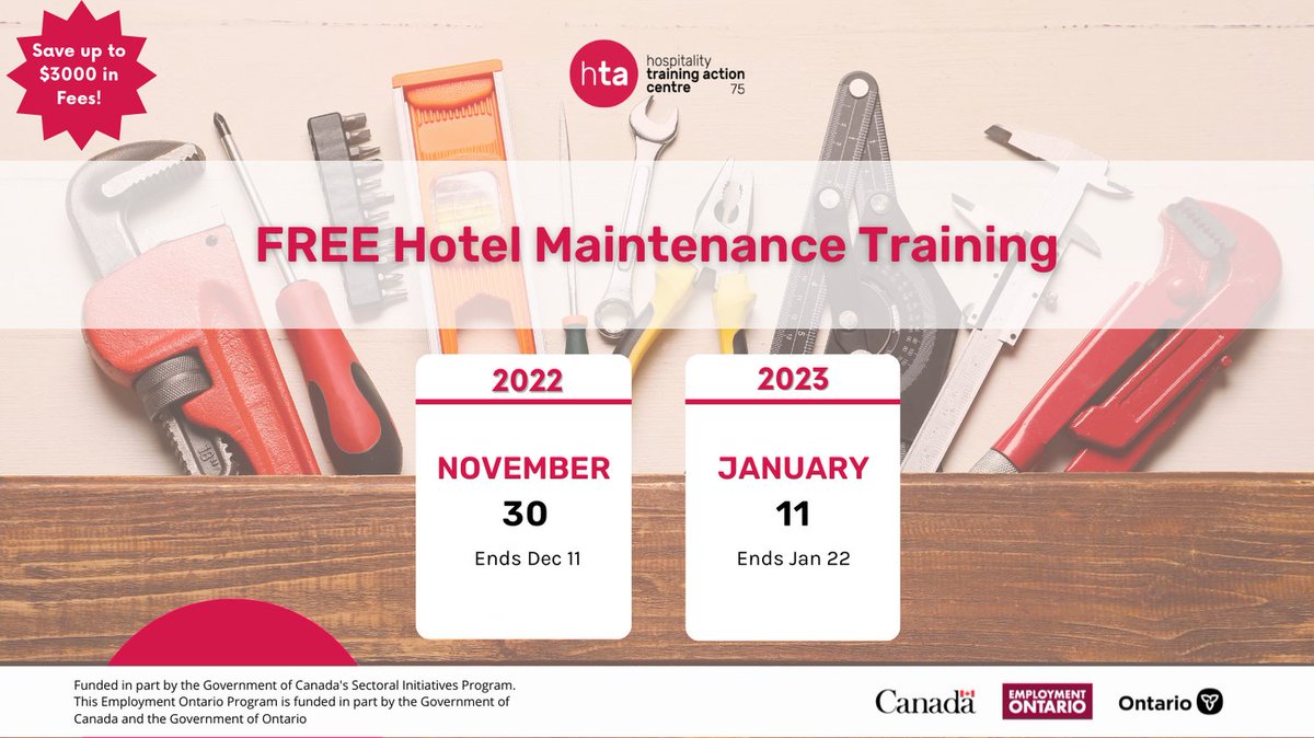 htac75's tweet image. Get a GREAT job in hotel maintenance with the New &amp;amp; Free 2-Week Hotel Maintenance Training! Learn more here: hta75.com/training/hotel…