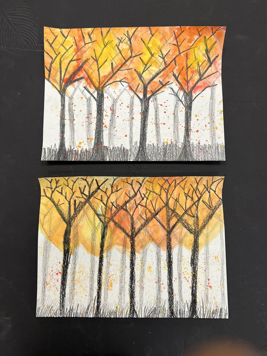 MrsSims7's tweet image. 4th graders created these beautiful Autumn Forests! They learned about atmospheric perspective and watercolor techniques including splatter painting! @RiverRidgeElem