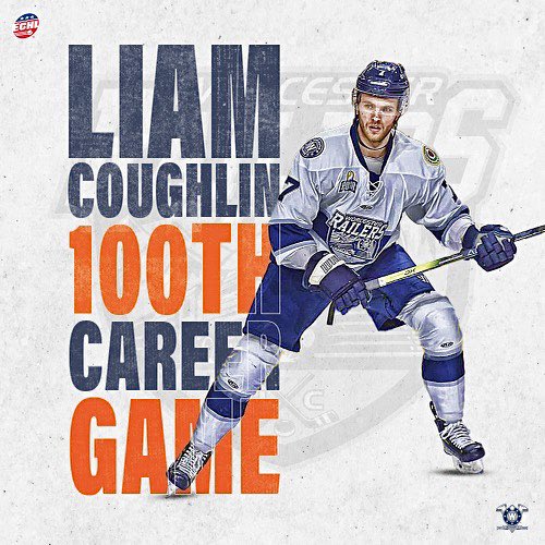 RailersHC's tweet photo. Congratulations to Liam Coughlin for playing in his 100th career professional game tonight against the Reading Royals!🎉

#AllAboutTheW | #RailersHC | #Worcester https://t.co/0T9CdSljJk