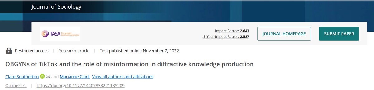 stein_krysten's tweet photo. just got notification that our paper -- Examining Communicative Forms in #TikTokDocs' Sexual Health Videos -- received its first citation https://t.co/tJypcj5aql