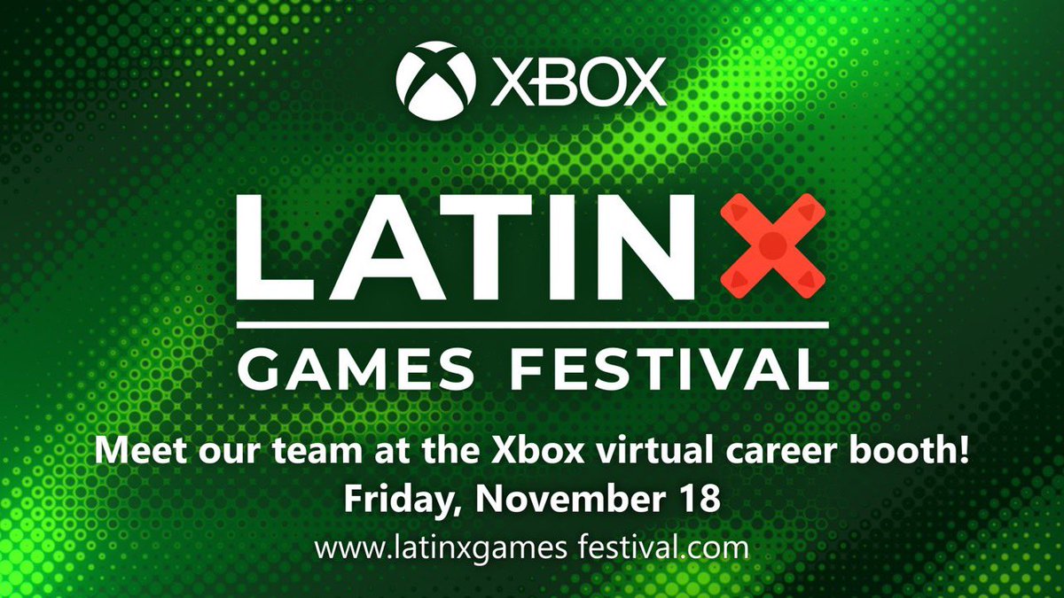 LatinxGamesFest's tweet photo. Join Latinx Games Festival and our Industry Sponsor @Xbox for our Career Fair this Friday!

The 4th Annual Latinx Games Festival will take place this week on Nov 18th &amp; 19th! Connect with the games industry and Latinx game developers worldwide over 2 days! https://t.co/cgoK4C9Q2D https://t.co/zEvqmIr81a