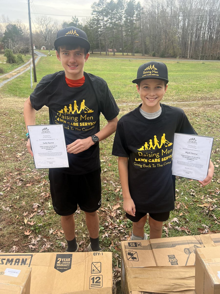 iamrodneysmith's tweet photo. Family,  Please help me in congratulating Curtis  &amp; Elijah from Asheboro,NC on completing our 50 yard challenge by mowing 50 FREE lawns for the elderly, disabled,single parents &amp; veterans in their city. https://t.co/RcbX8KCc4t