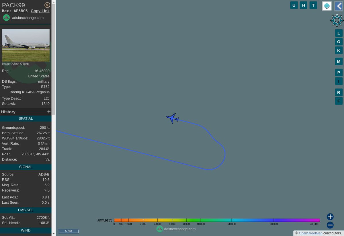 Radar_Assistant's tweet image. MULTI ADSBX MANOEUVRING ALERT : At time Wed Nov 16 21:47:10 2022 #PACK99   was likely to be manoeuvring at FL267  
 near unknown - geo locator service failed #AvGeek #ADSB globe.adsbexchange.com/?icao=AE5BC5&amp;amp;z…
