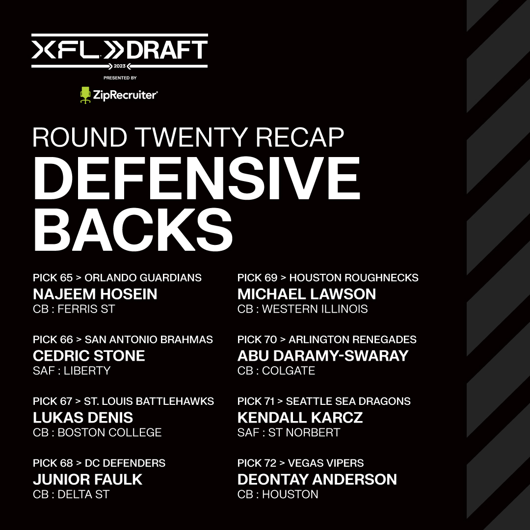 TheUFL's tweet photo. There are some steals here in round 20. #XFLDraft https://t.co/rBhavJ8LgH