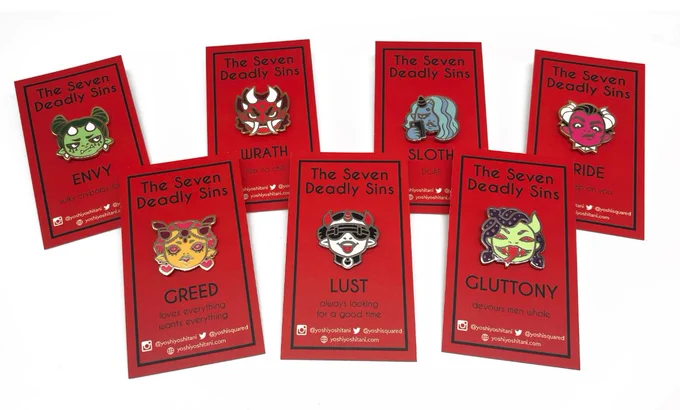 Enamel pins always make easy stocking stuffers! The Seven Deadly Pins are some of my personal favorites, and the chain collar pins are a unique option 