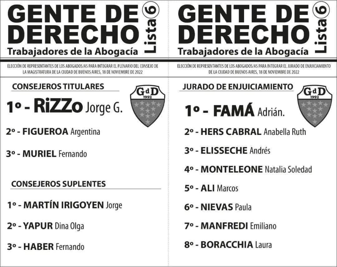 ErbesHoracio's tweet photo. #Abogados el 18/11 de 8 a 18 hs en el CPACF, en las elecciones del CMC votemos #LaLista6 @gentedederecho nuestros Candidatos👇 https://t.co/tjrHxoyhmc