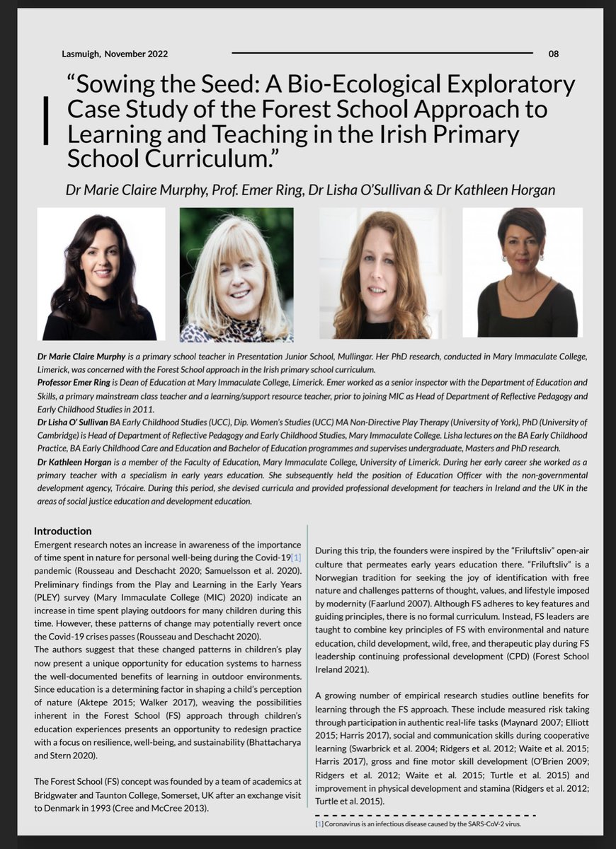 Faculty of Education, Mary Immaculate College. (@miceducationfac) on Twitter photo Congratulations to recent <a href="/MICEducationFac/">Faculty of Education, Mary Immaculate College.</a> PhD graduate <a href="/marieclaireegan/">Marie Claire Murphy, PhD</a> on sharing her inspirational research in issue 2 Lasmuigh #outdooreducation #wellbeing #sustainability <a href="/NCCAie/">NCCA</a> <a href="/IFSAForestSch/">Irish Forest School Association</a> Very proud of Dr Murphy <a href="/MICLimerick/">Mary Immaculate College (MIC)</a> Congratulations to recent <a href="/MICEducationFac/">Faculty of Education, Mary Immaculate College.</a> PhD graduate <a href="/marieclaireegan/">Marie Claire Murphy, PhD</a> on sharing her inspirational research in issue 2 Lasmuigh #outdooreducation #wellbeing #sustainability <a href="/NCCAie/">NCCA</a> <a href="/IFSAForestSch/">Irish Forest School Association</a> Very proud of Dr Murphy <a href="/MICLimerick/">Mary Immaculate College (MIC)</a>