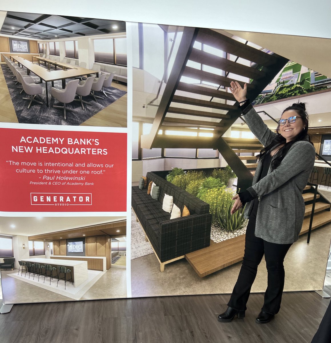 GeneratorStudio's tweet image. At the @godowntownkc 2022 Downtown KC Office Summit showing off our new downtown Academy Bank HQ office space project. #kansascity #generatorstudio