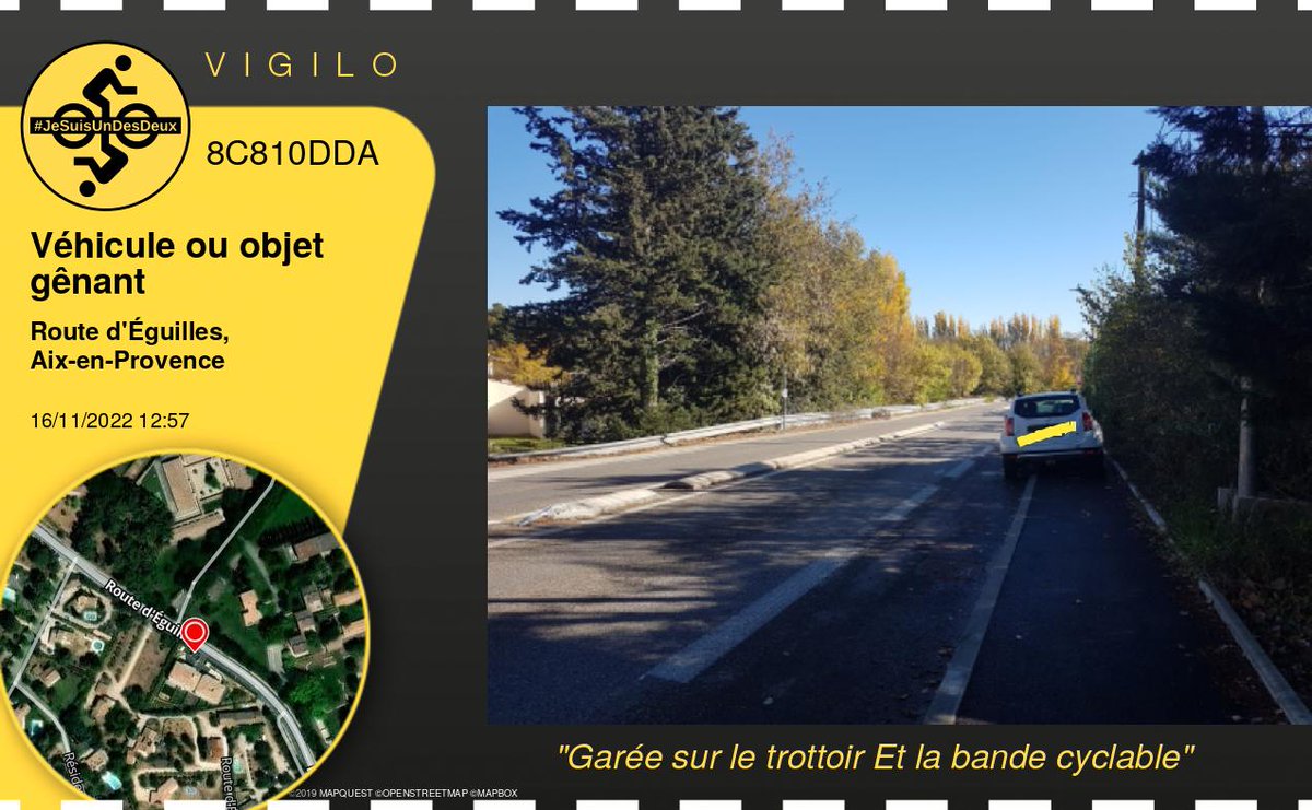 VigiloAMPM's tweet photo. Garée sur le trottoir Et la bande cyclable 

Détails : https://t.co/5asdbZjth8

#AMPMétropole #Aix-en-Provence https://t.co/EsySPJZVMs