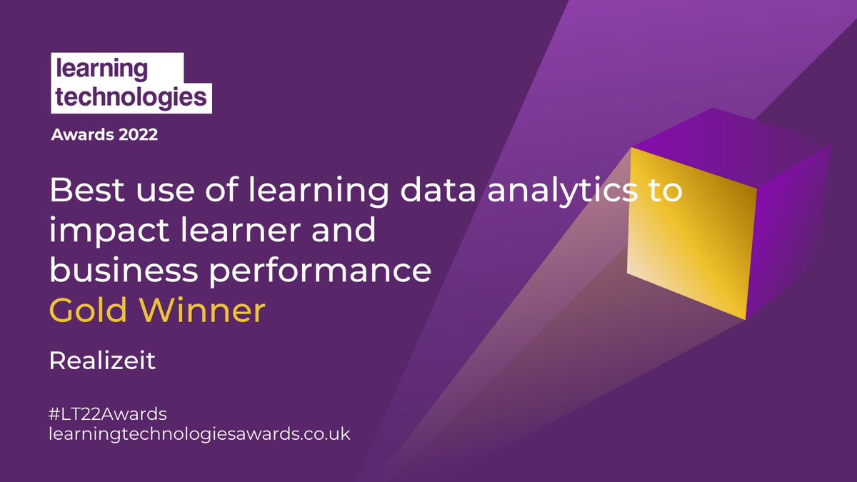 Drumroll for the #LT22Awards Gold Winners, <a href="/RealizeitLearn/">Realizeit</a>, for Best use of learning data analytics to impact learner and business performance!