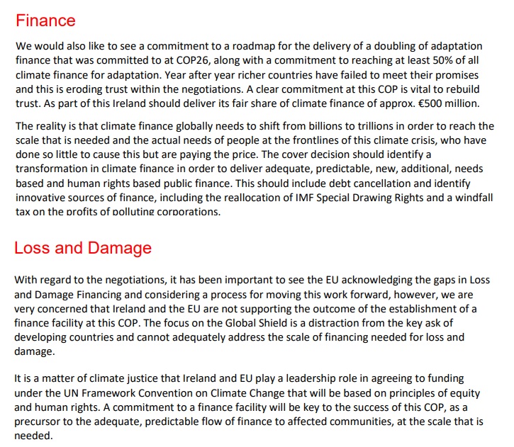Stop Climate Chaos (@scc_ireland) on Twitter photo Members of <a href="/SCC_Ireland/">Stop Climate Chaos</a> at #COP27 have written to the Head of the Irish delegation, Minister <a href="/EamonRyan/">Eamon Ryan</a>, to highlight their core demands as we head into the final days of negotiations, with Minister Ryan leading for the EU on the issue of #LossAndDamage.
stopclimatechaos.ie/assets/files/p… Members of <a href="/SCC_Ireland/">Stop Climate Chaos</a> at #COP27 have written to the Head of the Irish delegation, Minister <a href="/EamonRyan/">Eamon Ryan</a>, to highlight their core demands as we head into the final days of negotiations, with Minister Ryan leading for the EU on the issue of #LossAndDamage.
stopclimatechaos.ie/assets/files/p…