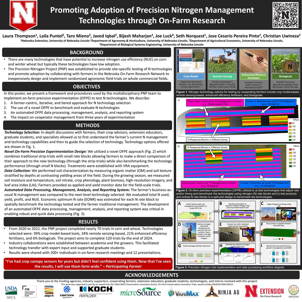 AgTechLaura's tweet photo. Sharing our @OnFarmResearch Precision Nitrogen Project via a poster at the North Central Soil Fertility Conference this week. @PuntelLab @Nebraska_Soils @Iqbal_SoilLab @MarthaMamo3 @NebraskaNRCS https://t.co/IJE4MclzED