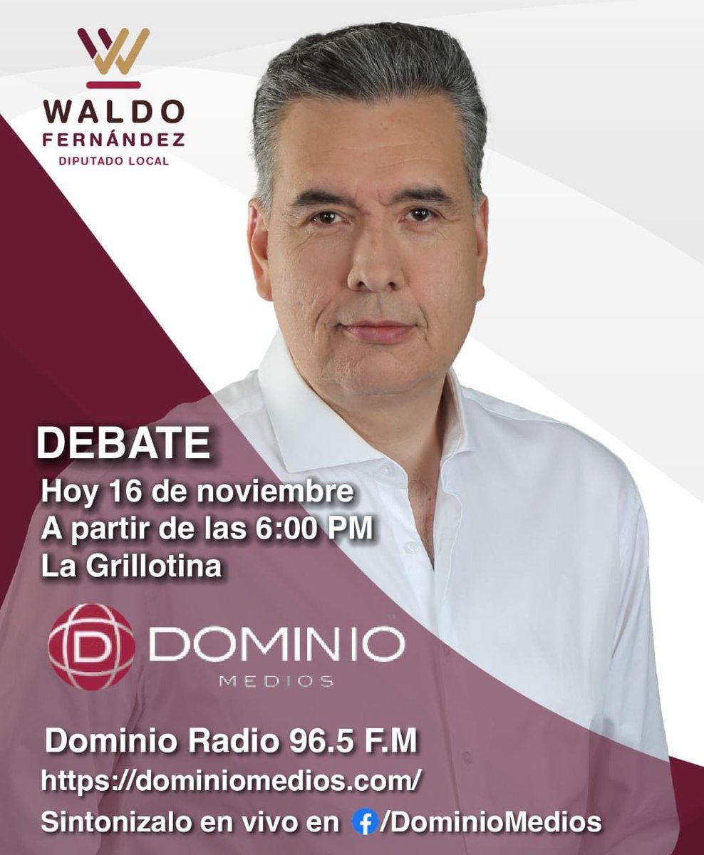 🔴 Hoy estará nuestro diputado <a href="/FdzWaldo/">Waldo Fernández</a> en vivo por <a href="/DominioRadio/">Dominio Radio | 96.5 FM</a> a las 6pm! No se lo pierdan‼️