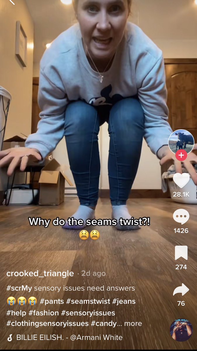 OgLakyn's tweet photo. Does this happen to you? It’s because the fabric is cut wrong. 

Garments must be cut along the fabric grain in order to hang properly because fabric behaves differently in different directions. Cheap brands cut OFF grain to squeeze out more pieces per fabric. Hence, the twist. https://t.co/gsCICKAELA