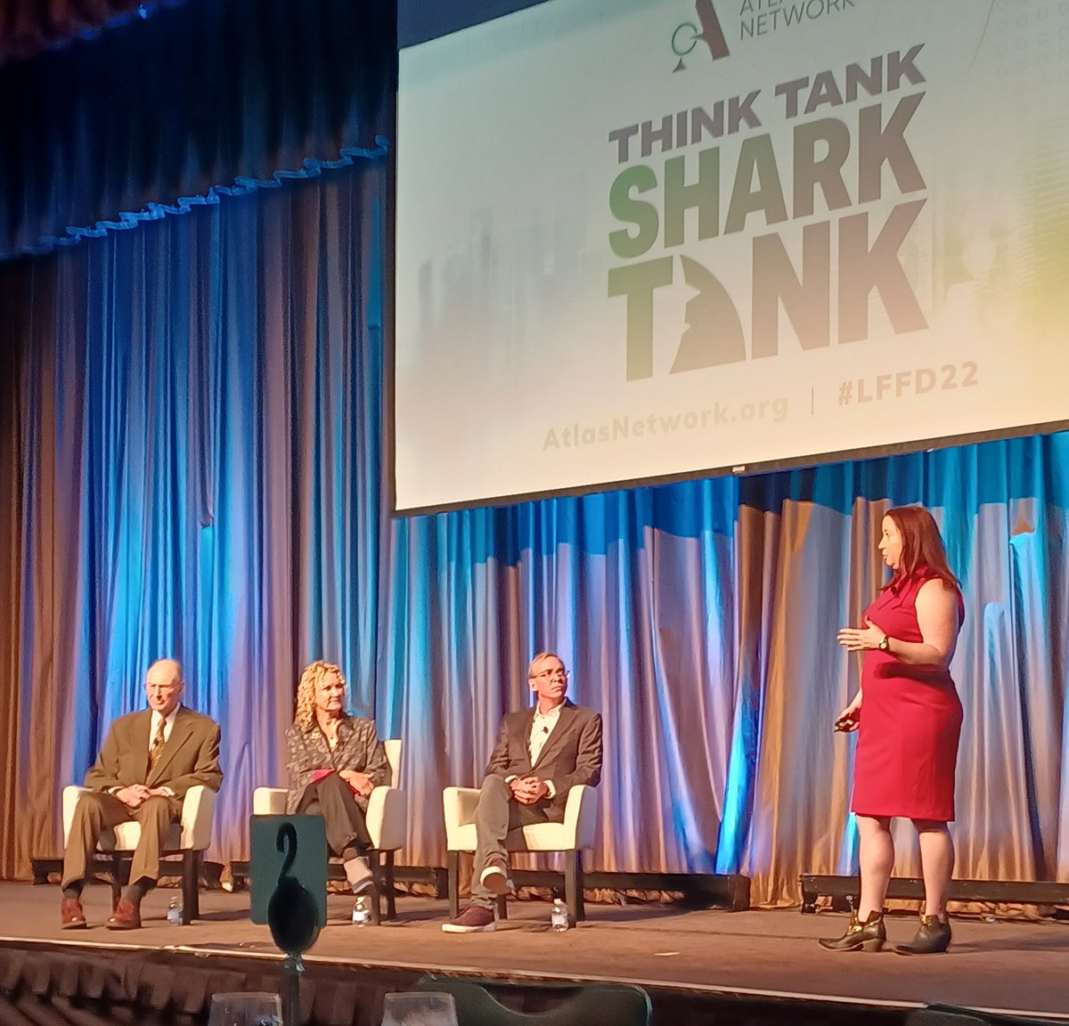 AtlasNetwork's tweet image. .@jltroyan_wv delivers her pitch for the Dignity Project at Think Tank Shark Tank. This initiative will identify and eliminate the benefit cliffs that trap West Virginians in poverty. @CardinalWV #LFFD22