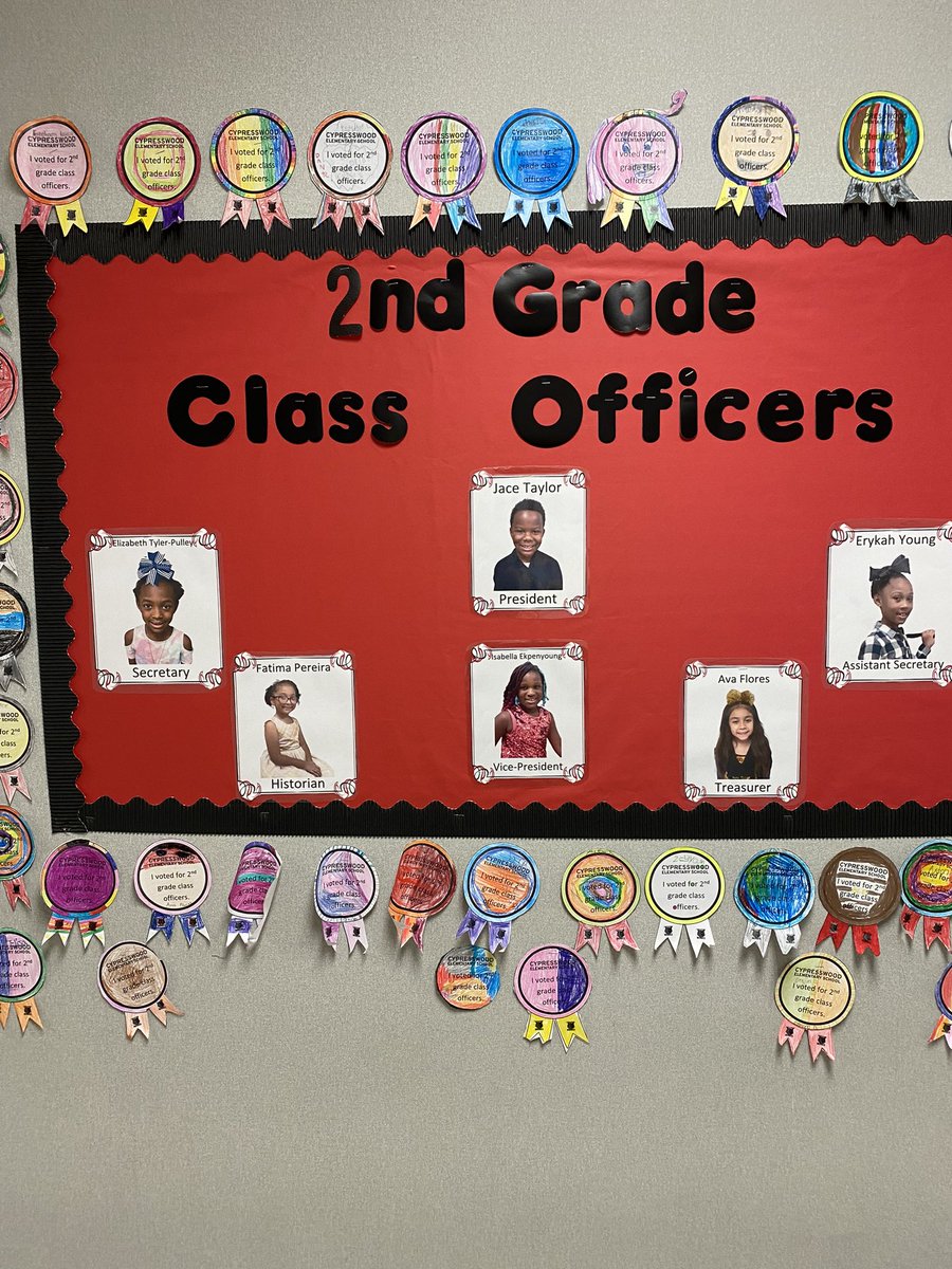 LAReed67's tweet photo. Introducing the newly elected 2nd Grade Class Officers of Cypresswood Elementary School.   @_HollidayA @GbawarStacy @JoyelleWhite @TrentGJohnson @marlynn_montiel @c10burggy @CypresswoodES @DrWynneLaToya https://t.co/ceh2w3Bjim
