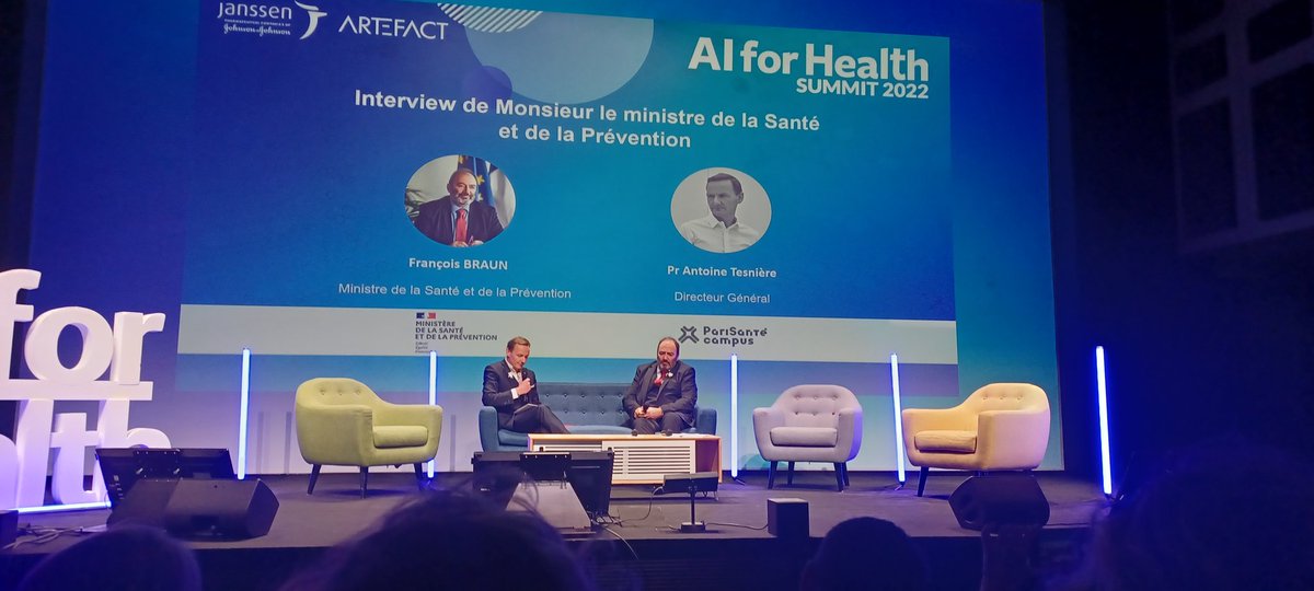 DemuthStanislas's tweet photo. "A third way of #AI in #healthcare, between the american's and the chinese's, humanistic and ethic" by the french #Health minister François Braun at #AIforHealth #AIforHealthSummit https://t.co/PQ351Gh3uu