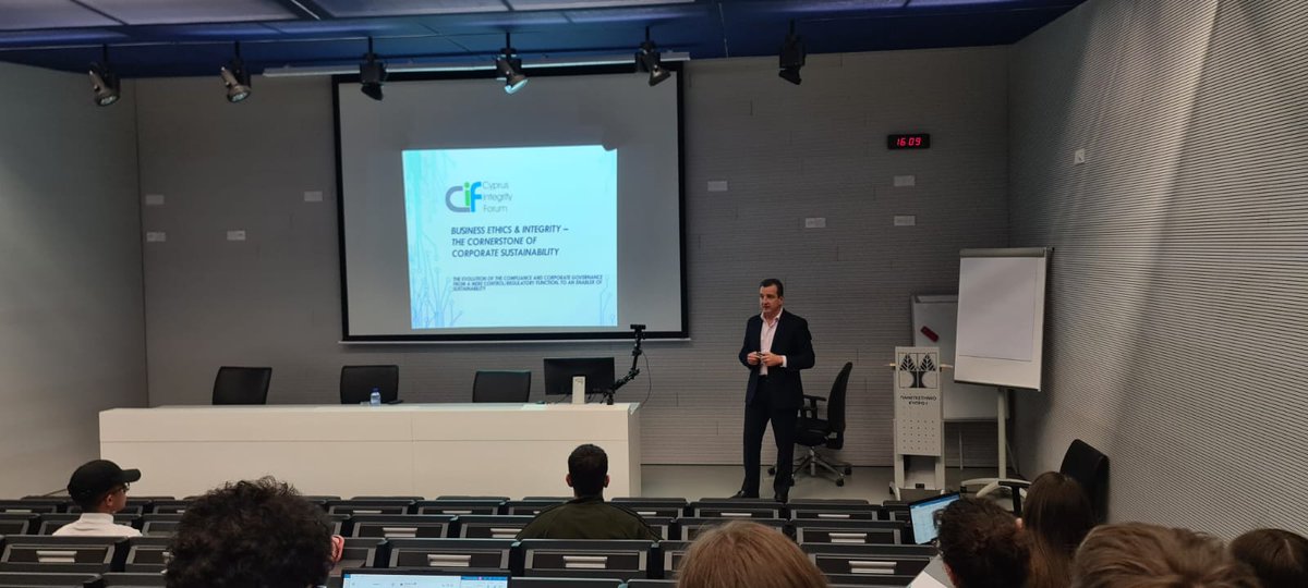 CyIntegrity's tweet image. UNIVERSITY OF CYPRUS: PRESENTING UNDER THE C4E PROJECT:
The CIF participates for another time in the top-notch project “C4E” of the University of Cyprus, with our Chairman... (bit.ly/3UJB7bZ )
#businessethics #sustainability #sustainablebusiness #ethics