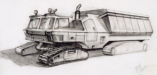 philzink's tweet photo. IN SCARLET 
FROST LINE DEFENCE SYSTEM. aka. Snowcat.
Basically a truck full of liquid oxygen.
And another stunning concept drawing from Mike Trim.
#captainscarlet #gerryanderson #snowcat #miketrim https://t.co/bH77JL3in7