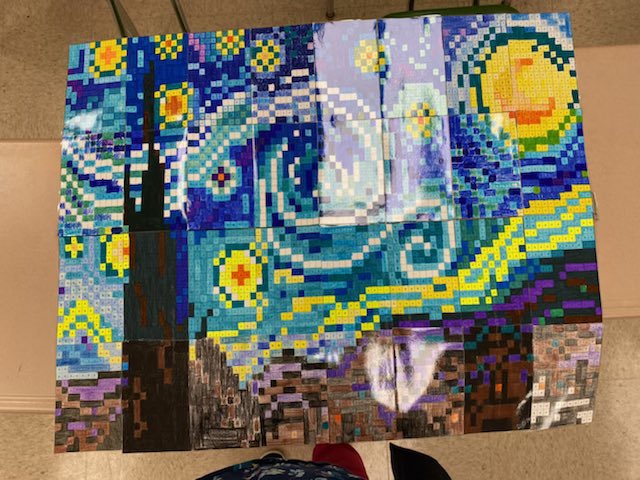 MPHSMath's tweet photo. @MaryPersonsHigh Algebra 2 students joined forces to recreate a pixelated version of Van Gogh’s Starry Night. Watch out @mpvisualarts1! Here we come! https://t.co/BLpyCOwIA5
