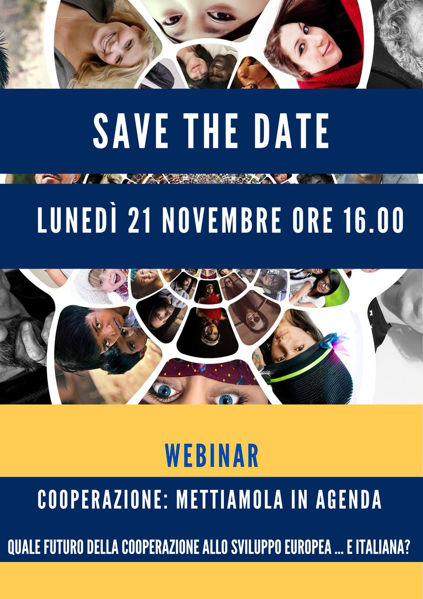 🛑 "Quale futuro della Cooperazione allo sviluppo europea ... e italiana?" Se ne parlerà il 21 novembre alle 16 aI WEBINAR organizzato da <a href="/Focsiv/">Volontari nel mondo</a> con @Concord_Ialia e <a href="/campagna070/">Campagna070</a> e finanziato dall'AICS.
<a href="/AOIcooperazione/">AOI</a>, <a href="/link2007/">link2007</a>, @CONCORD_Europe  <a href="/OxfamItalia/">Oxfam Italia</a>, <a href="/ActionAidItalia/">ActionAid Italia</a>