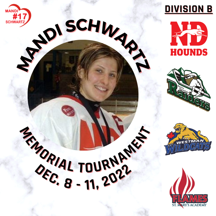 MSchwartzTourny's tweet photo. It's time to announce the four divisions for the 2022 Mandi Schwartz Memorial Tournament.

The Female U18 AAA Hounds look forward to hosting all the teams, their families and fans in a few weeks time at the Duncan McNeill Arena in Wilcox, SK! #MS17 https://t.co/tK6ZjYGsCQ
