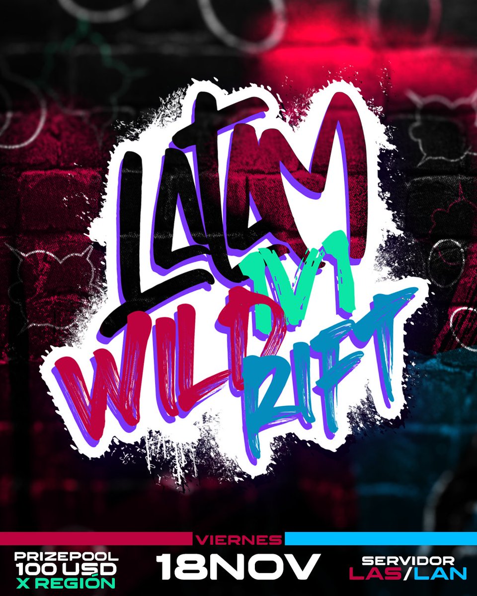 🏆TORNEO DE WILD RIFT 1v1🏆
🎁PREMIOS🎁
1er lugar LAN: 100USD
1er lugar LAS: 100USD

INFORMACIÓN:
💻Discord: discord.gg/WrDsekxEuP

👇Regístro LAN :
battlefy.com/zapa-global-ga…
👇Regístro LAS :
battlefy.com/zapa-global-ga…

🎮Juego
 Wild Rift