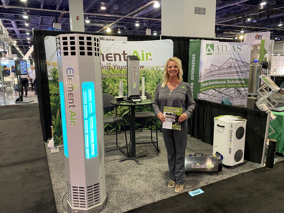 ElementAirGrow's tweet photo. Element Air's Robin Broderick and George Waite are at #MJBizCon in Las Vegas! Stop by booth 3347 to learn how you can protect your grow from mold spores, bacteria, odors and VOCs! #ProtectingYourGrow #MJBizDaily #Cannabis #AirPurification #ElementAir @mjbizdaily https://t.co/FBYBfnQBRq