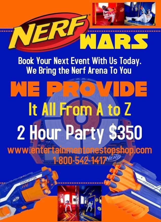EOSSLLC's tweet image. Gear up for Nerf Wars! We'll bring the Nerf Arena to you. To get started, visit entertainmentonestopshop.com.