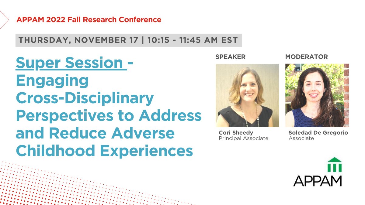 AbtGlobalImpact's tweet photo. At #2022APPAM, Abt’s @sdegregorio &amp; Cori Sheedy are joining a group of policymakers &amp; researchers from @WeitzmanInst &amp; @HUDgov to discuss how their work is informing interventions at the intersection of health, housing, &amp; family well-being: https://t.co/jF7j5CgQ8S https://t.co/Al15tVe2Fe