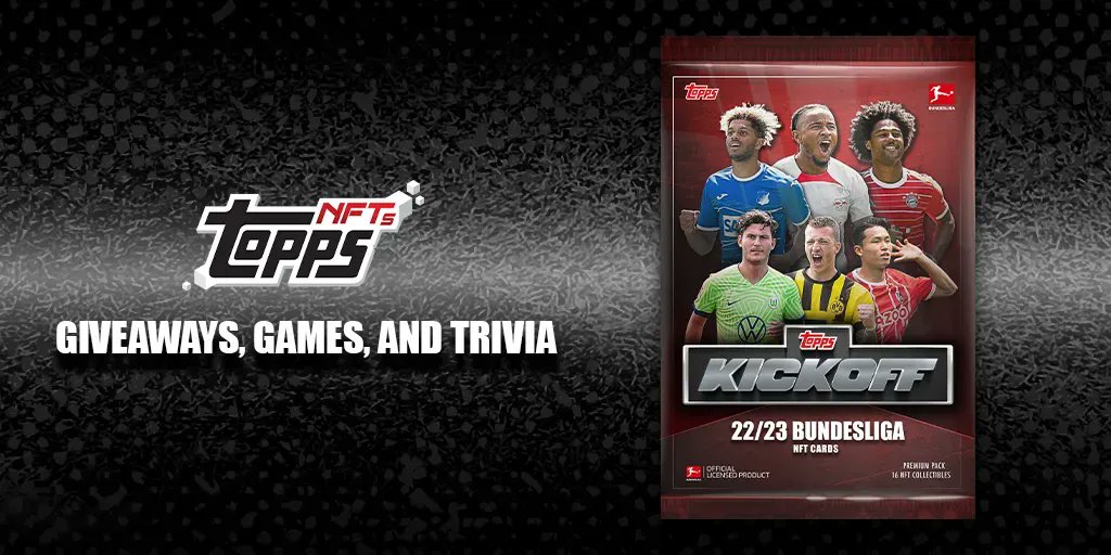 ToppsNFTs's tweet photo. It’s Giveaway time!! 🎁⚽🎁

1 Collector who replies with their favorite Bundesliga NFT of a player competing internationally, retweets and follows ToppsNFTs will win a Topps Kickoff - 22/23 Bundesliga NFT Cards Premium Pack!

Stay tuned to find out if you won! https://t.co/c00euVJCJg