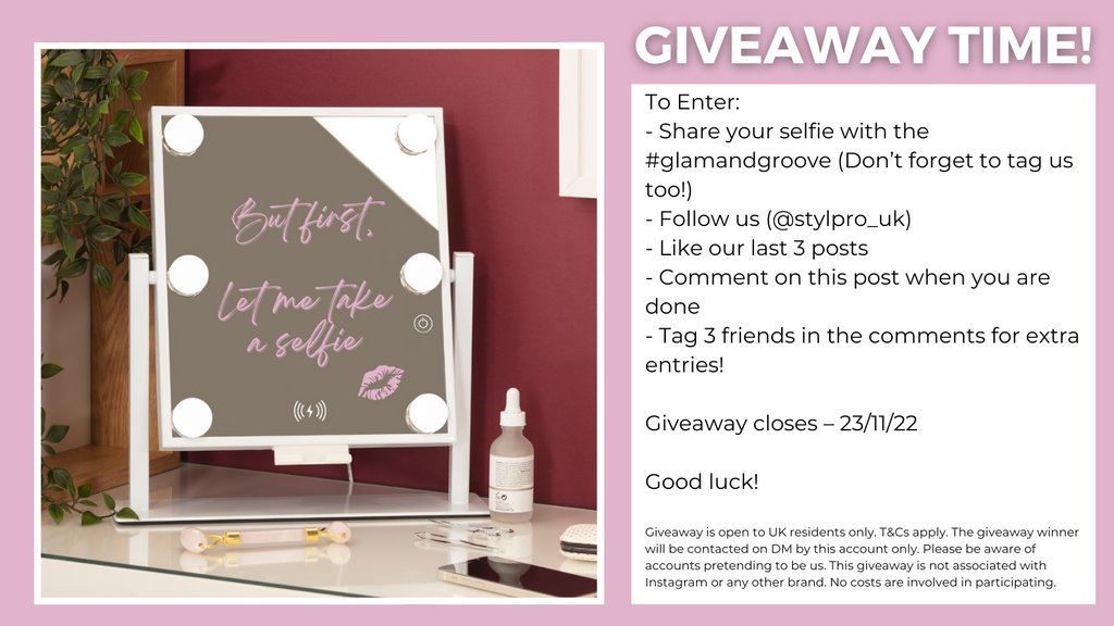 ✨GIVEAWAY ALERT✨

Share a selfie with your favourite makeup look with the #glamandgroove and you’ll be entered into a giveaway to win a Glam &amp; Groove Hollywood Music Mirror!

#stylpro #giveaway #win #winner #giveawayuk #ukgiveaway #mirror #makeupgiveaway